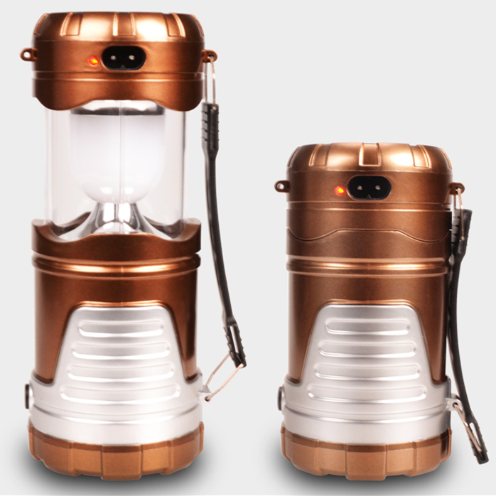 GG-7088 Collapsible portable rechargeable 1W 6 led camping solar lantern with mobile phone charger