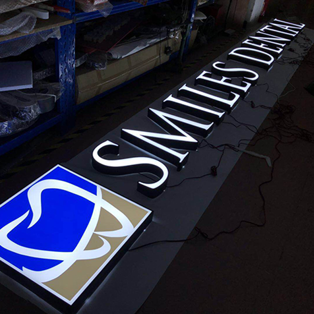 Commercial Outdoor Advertising Sign Front Illuminated Led Channel Letter Trim Cap Facelit LED Acrylic Letter Sign Boards