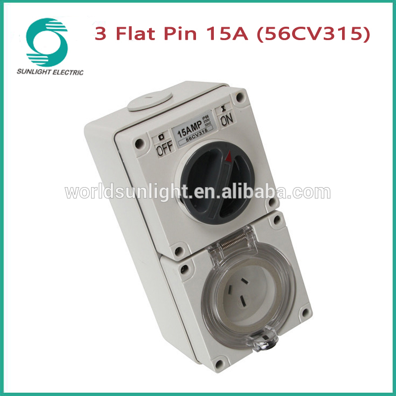 All type 56CV series IP66 Australia clipsol isolator electrical waterpoof switch with socket