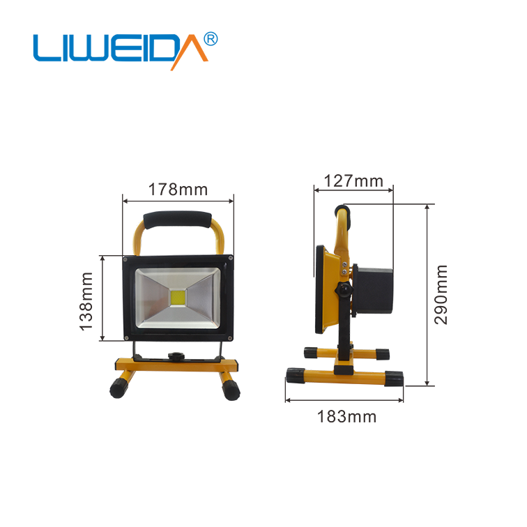 Outdoor Portable IP65 Waterproof Emergency Work 30w Rechargeable LED Flood Light DC12V 24V 48V