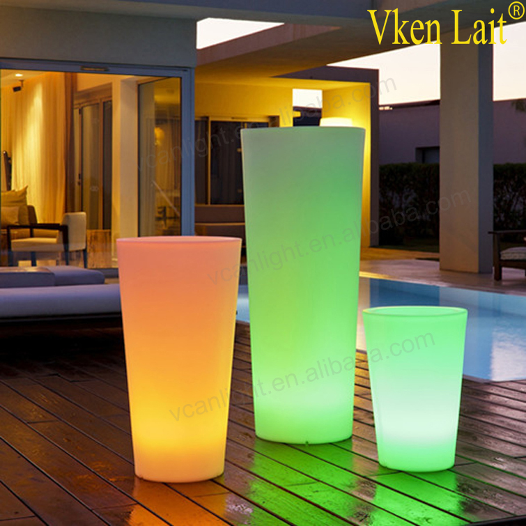 38cm PE Plastic Outdoor home garden pot colours change Waterproof LED Light Planter