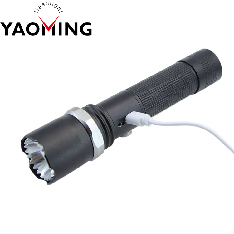 USB Rechargeable Led Tactical Strong Light LED Flashlight With T6 + COB Side Light