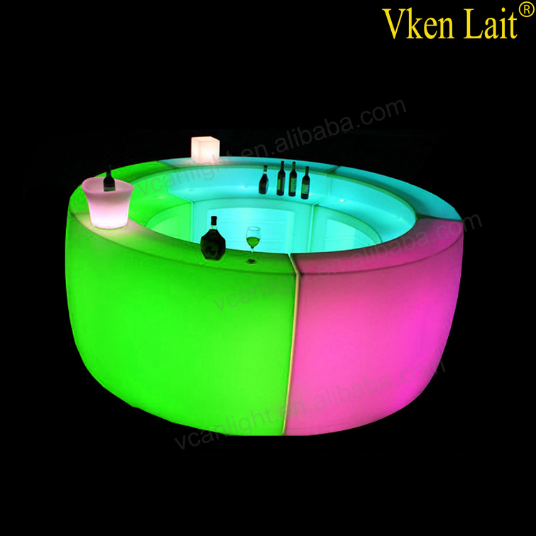 PE plastic glowing 16 colors acrylic lighted bar counter top for wedding