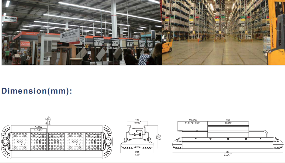 Modular design 200w linear bay light with CE RoHS