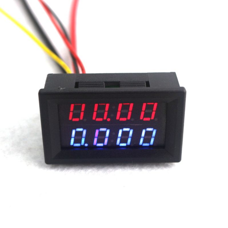 4 Bit Digital Voltmeter Ammeter DC 200V 10A Red Blue LED Dual Display Voltage Amp Panel Meter 12v 24v Car Current Monitor Tester