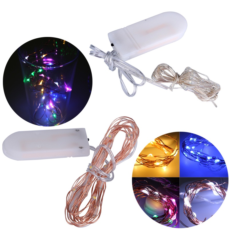 Copper Led Fairy Lights 2M 20 Leds CR2032 Button Battery Operated LED String Light Xmas Wedding party Decoration