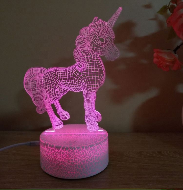 new design 7 colors touch white crack 3d light base 3d led night light lamp base with touch key