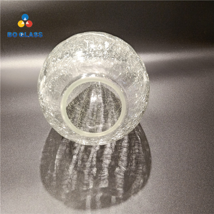 Custom Decorative Hand Blown Transparent Cracked Glass Lamp Shade