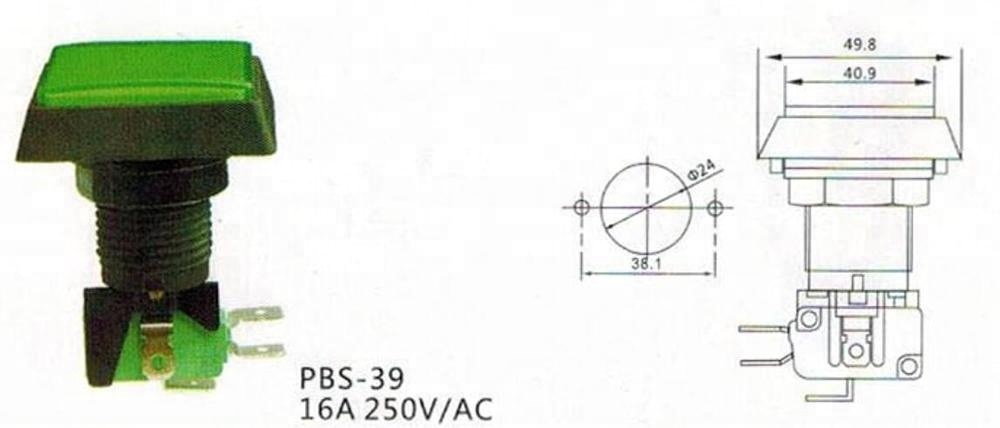 PBS-39 50mm*50mm Square Buttons Illuminated Push Button with Micro switch for Arcade Game Machine