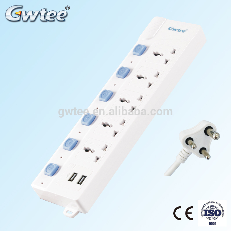 Hot sale residential universal extension USB electric socket with overload protector