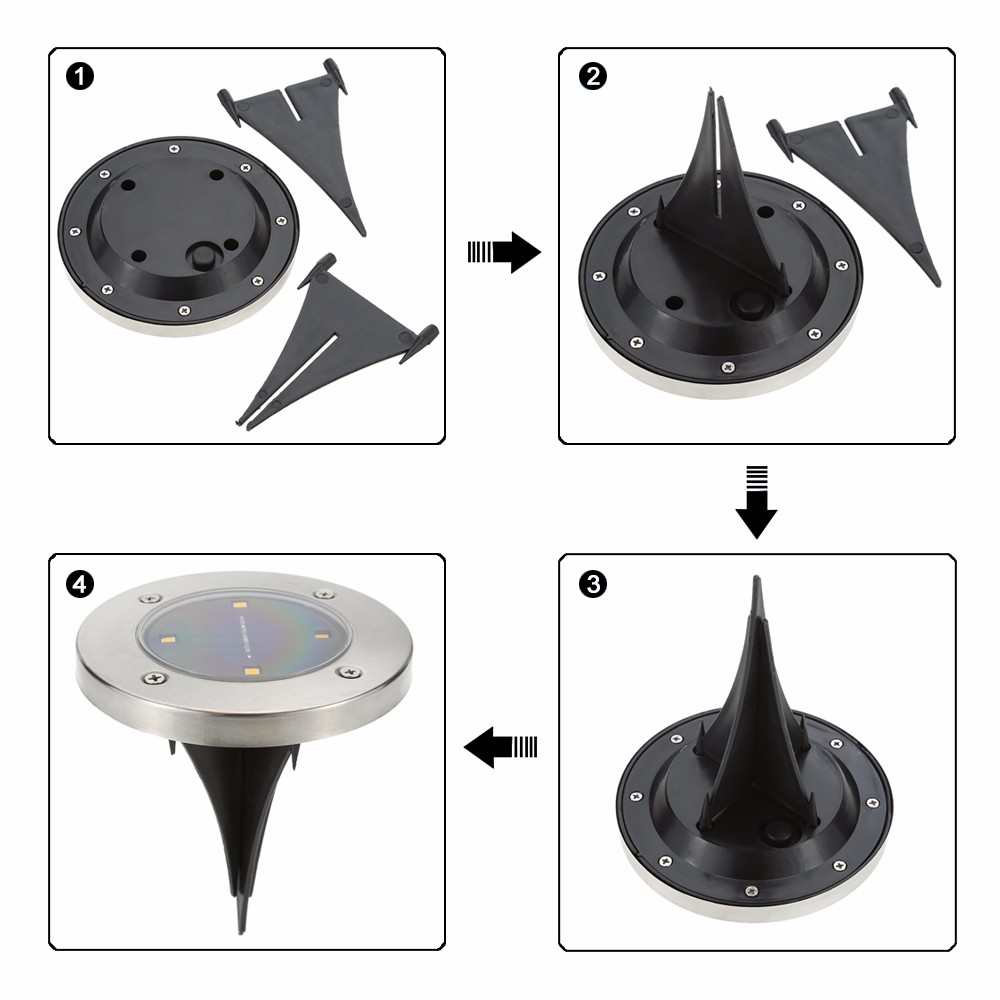 Waterproof Outdoor 4LED Disk Light Solar Garden Light