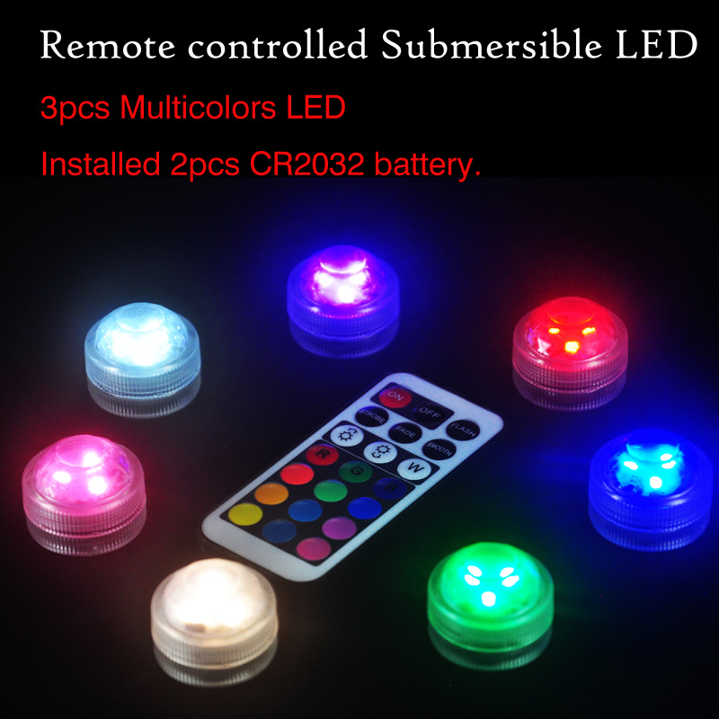 High Quality Bright Submersible 3 LED tea Light Waterproof Lamp with Battery Operated for Wedding Party Events Decoration