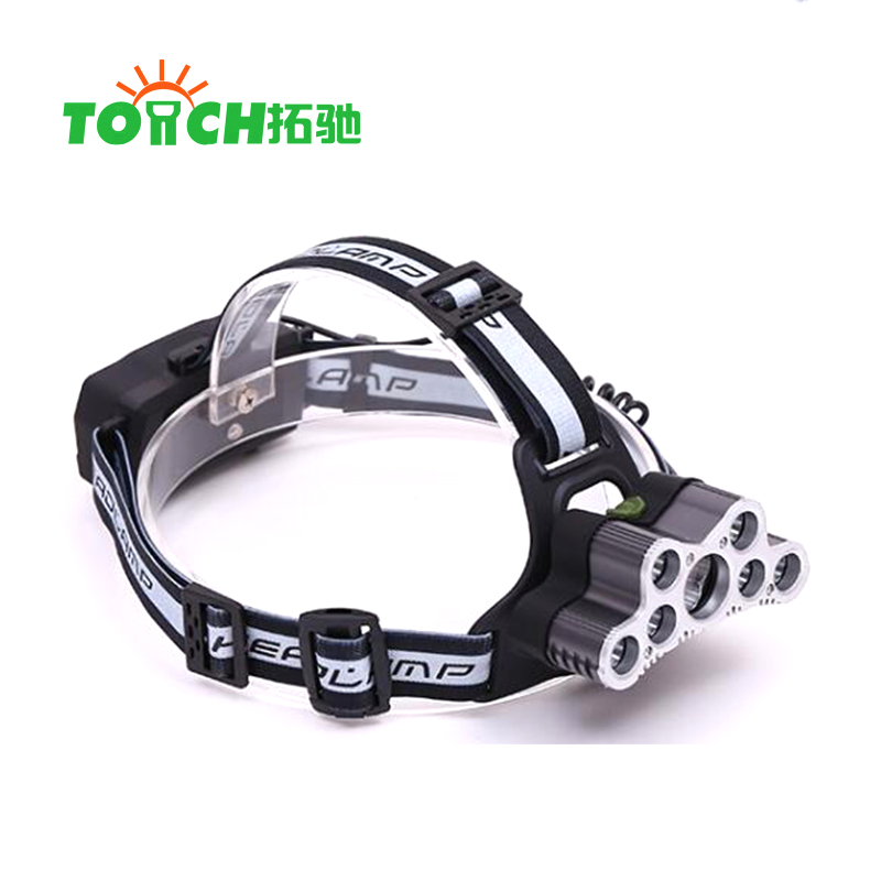 High power 7 * T6 + 2 * XPE led usb rechargeable portable waterproof outdoor head flashlight led head lamp headlamp light