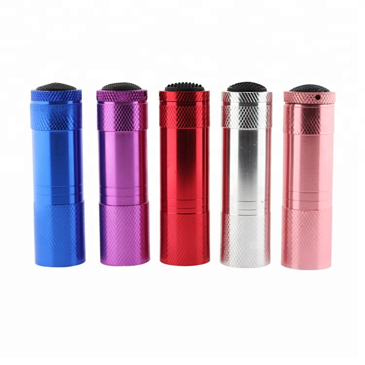 Hot sale colorful cover mini 9 led flashlight in blister package for supermarket