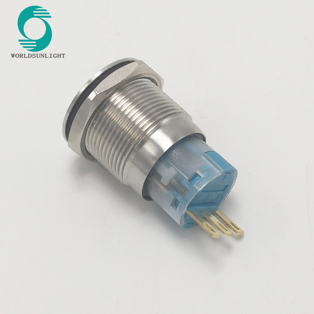 XL19S/F11L 19mm non-illuminated latching 0N-OFF stainless steel push button switch