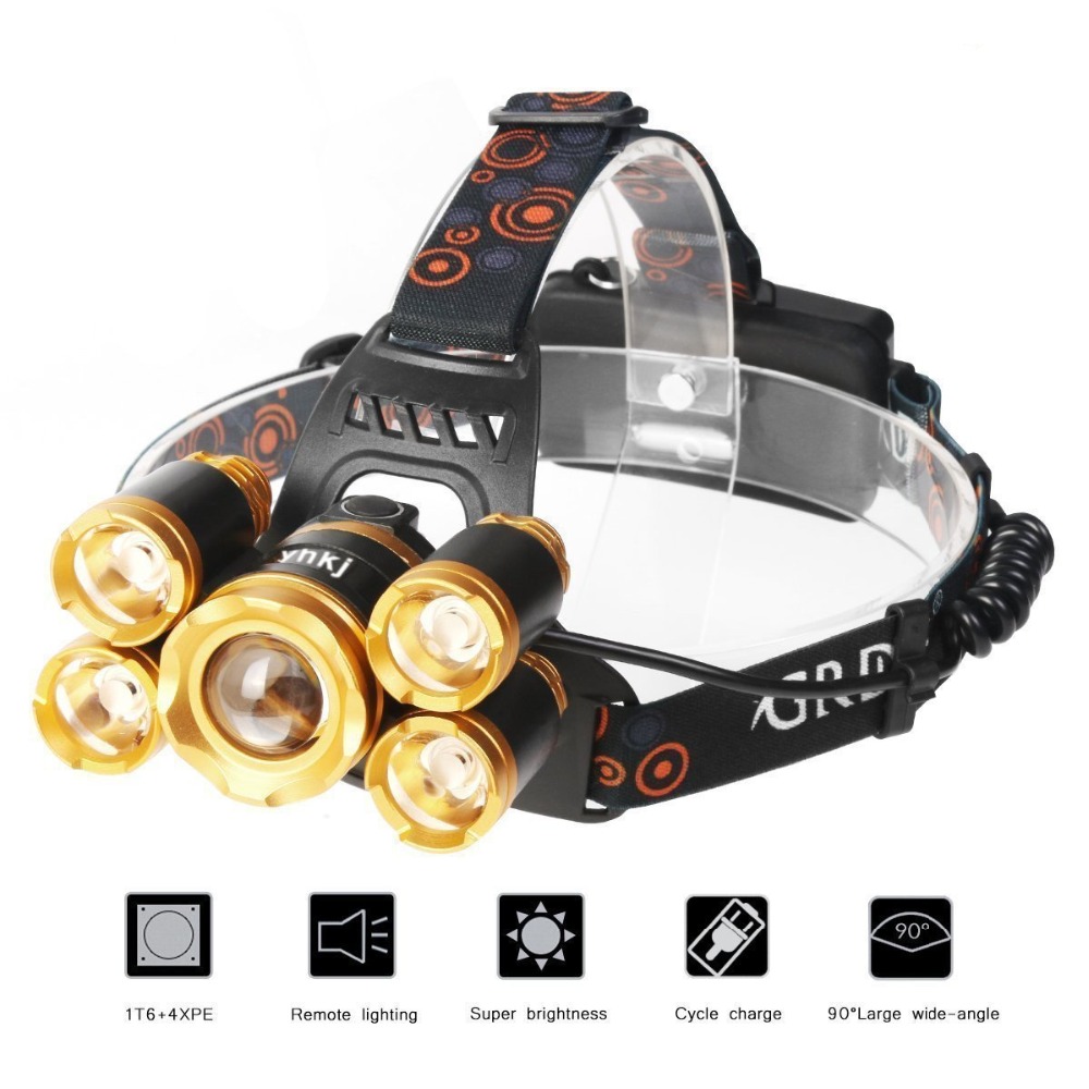 Aluminum Camping Headlamp 5 LED Rechargeable LED Headlamp