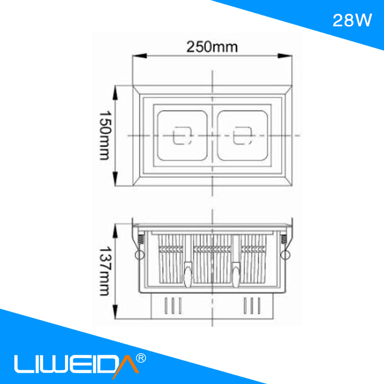 Gimbal downlight  28w rectangle led down lamp for Shop