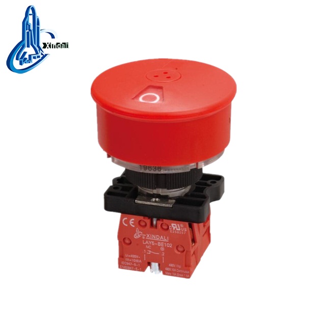 zhejiang yueqing xindali 24 volt 33mm red mushroom head emergency push-pull mushroom button switch LAY5-ET544