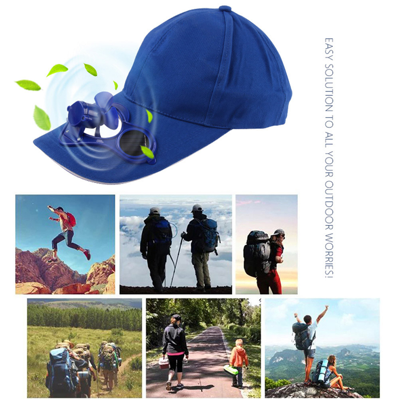 Latest Travel Camping Hiking Peaked Cap with Solar Powered Fan Baseball Hat Cooling Fan Cap summer hats