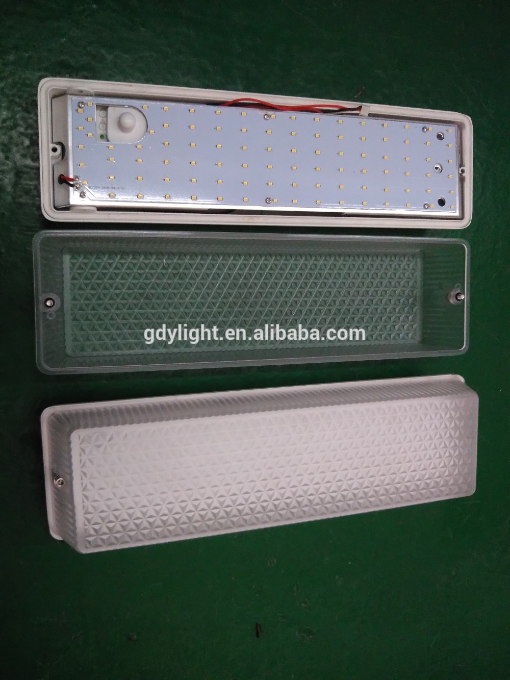 Top quality PC+aluminum led bulkhead surface mounted day and night led motion sensor lighting for IK10 emergency exit sign