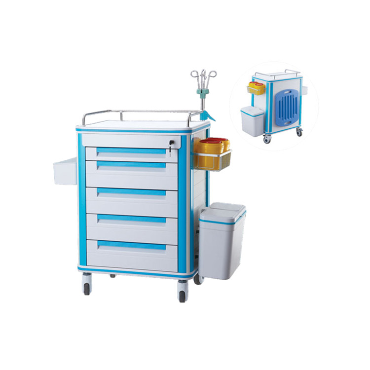 ABS first aid carts with wheels for sale mobile medical emergency trolley