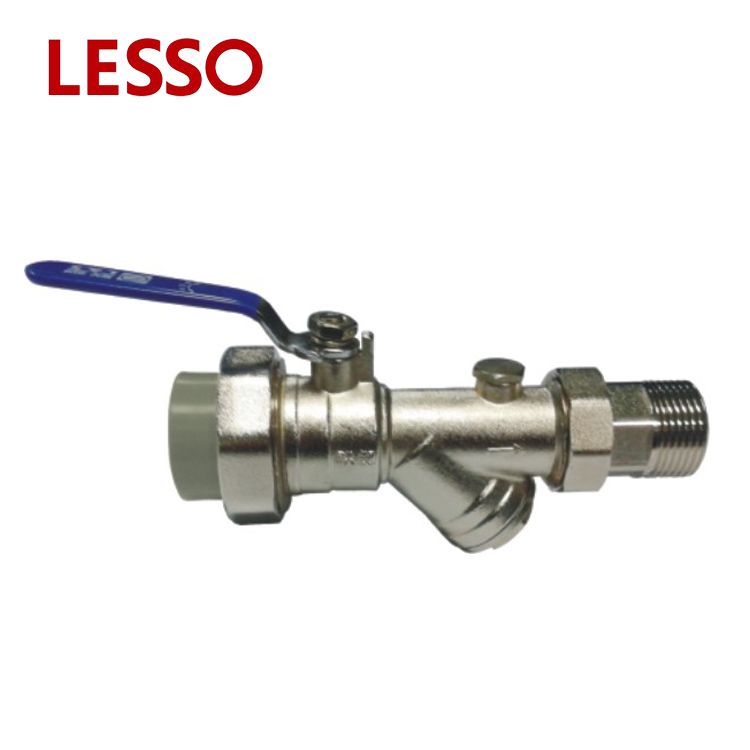 LESSO PPR pipe fitting Ball Valve nickel plated brass ball valve with strainer