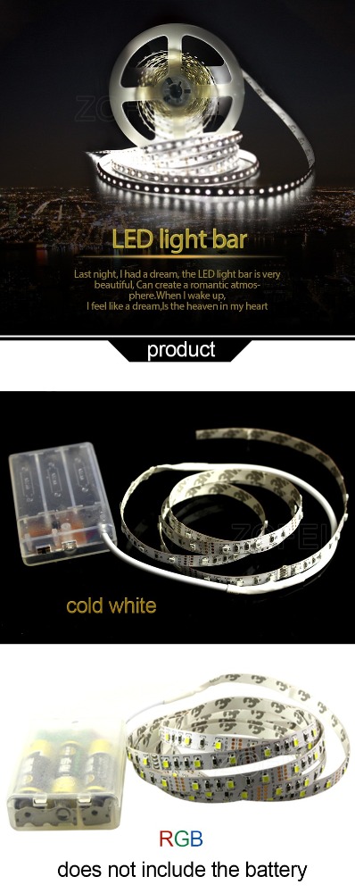 High Brighten Battery LED Strip Light RGB/Warm/Cool White/Red/Green SMD 5050 Waterproof IP65 Led String Tape with Battery Box