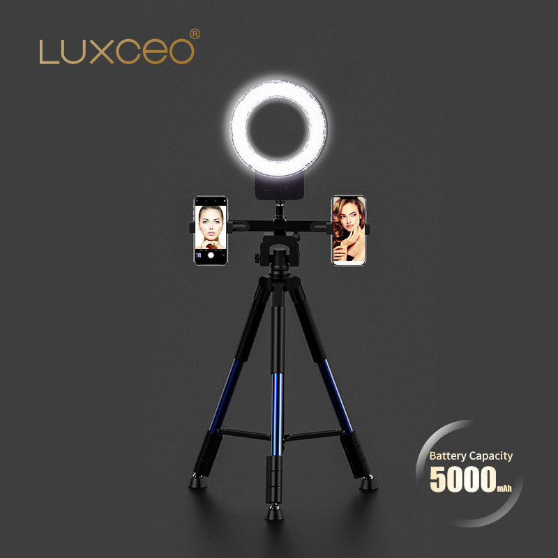 Multifunctional Hot Shoes Tripod Bi-color Rechargeable Portable Camera Photo Live Broadcast LED Selfie Ring Light
