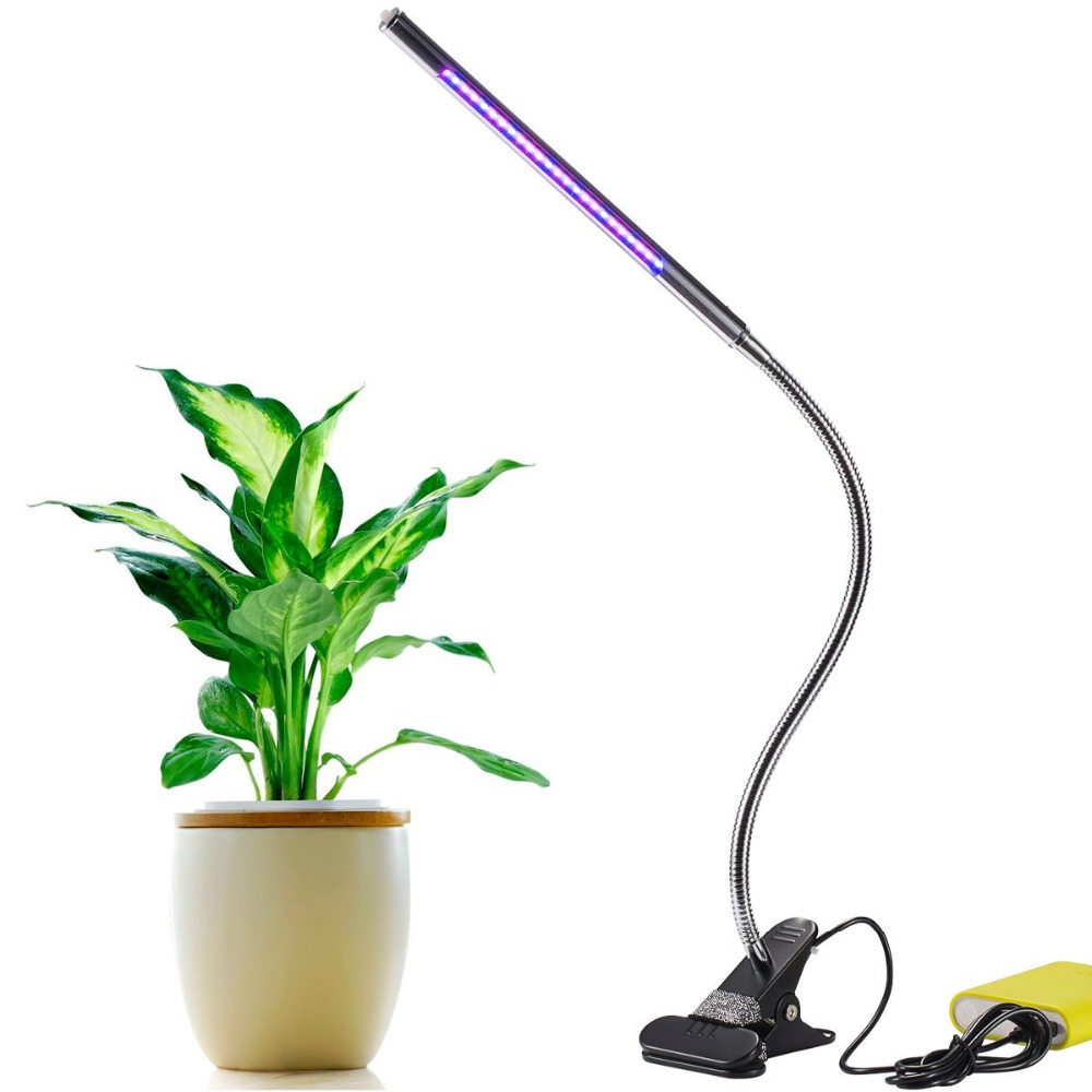 5W Adjustable 3 Level Dimmable Clip Plant Lamp with 360 degree Flexible Goose-Neck