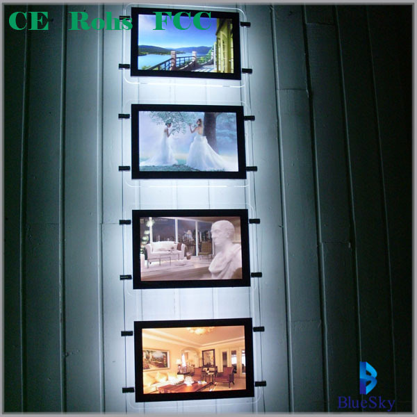 Indoor hanging Cinematic Letters advertising A2 A3 crystal slim light box led acrylic slim real estate agent led window display