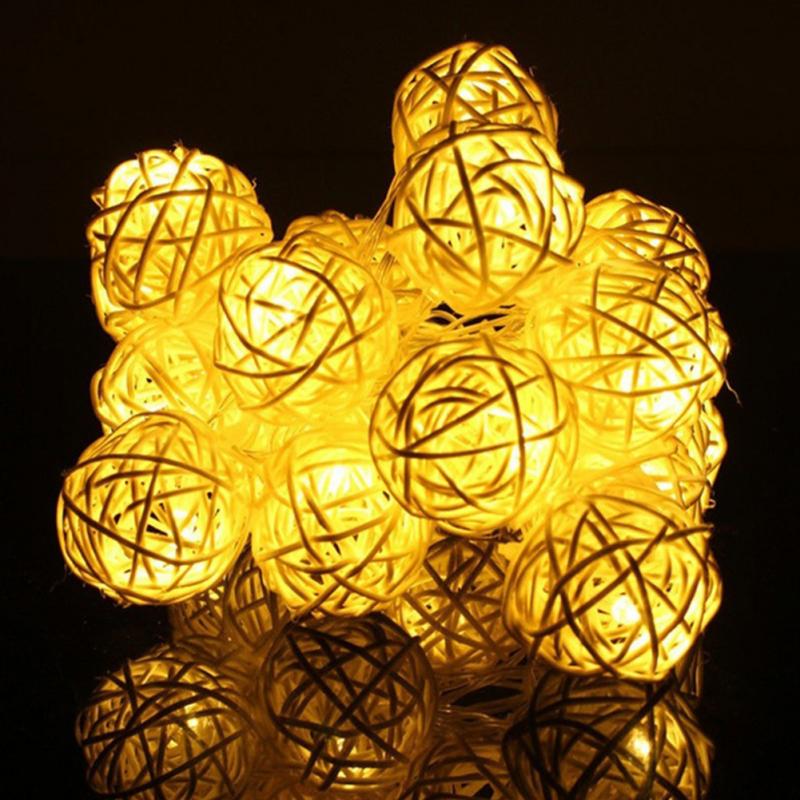 3m 20 Bulbs Takraw Rattan Balls LED String Garland lights Luminarias Wedding Christmas Party Decoration AC110v~AC220v