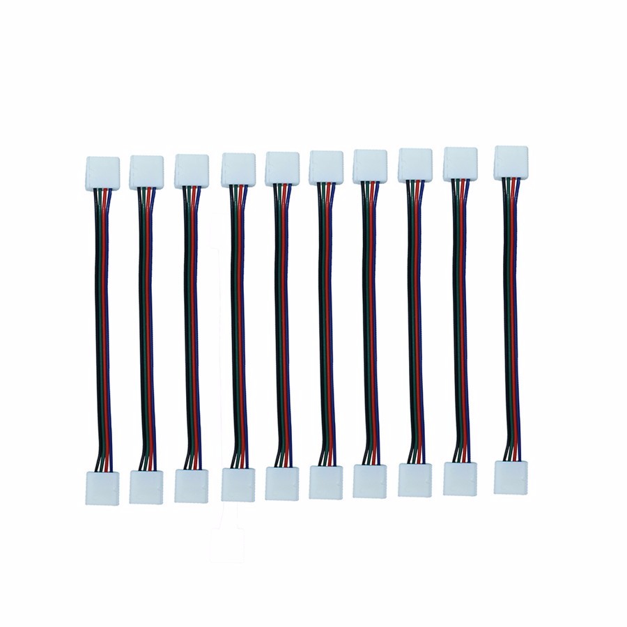 10mm 4 Pin two Connector with 15cm Cable For SMD LED 5050 RGB Strip Light Connector Adapter Cable Clip Solderless