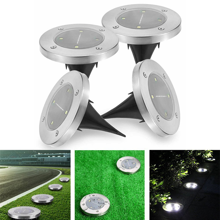 Solar Powered Ground Light 4pcs Disk LED Light