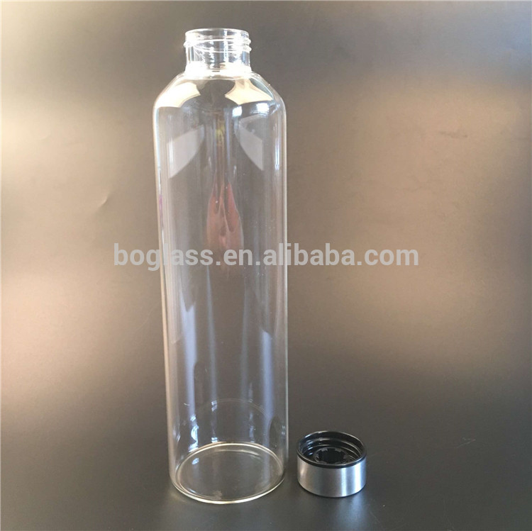 Portable Sport Water Bottle Environmental High Borosilicate Glass Stainless Steel Cover Water Bottles