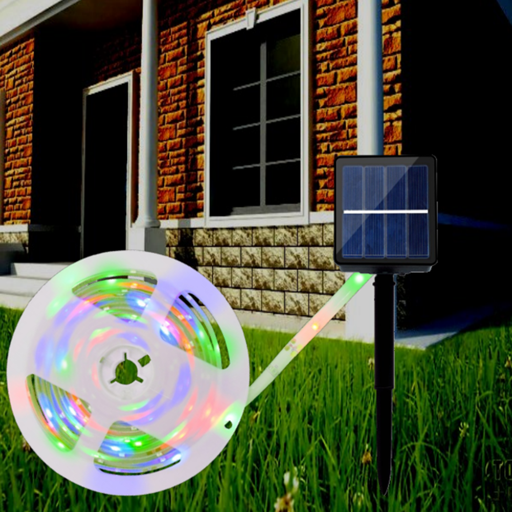 multicolor led light strip powered by solar energy for outdoor lighting decoration