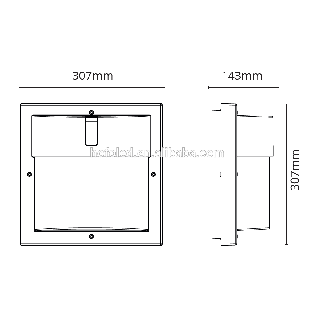 Aluminum Square 20w led ceiling light ip65