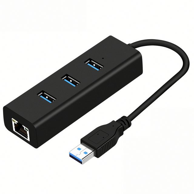 USB Gigabit Ethernet Adapter 3 Ports USB 3.0 HUB USB to Rj45 Lan Network Card for Mac Desktop