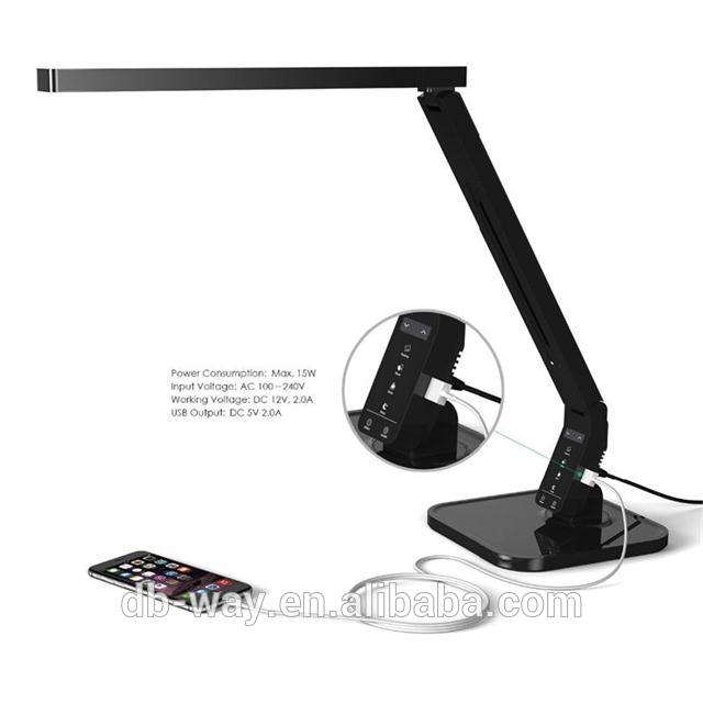 Touch-Sensitive Control Panel USB Charging Port Dimmable LED Desk Lamp with CE RoHS certificates