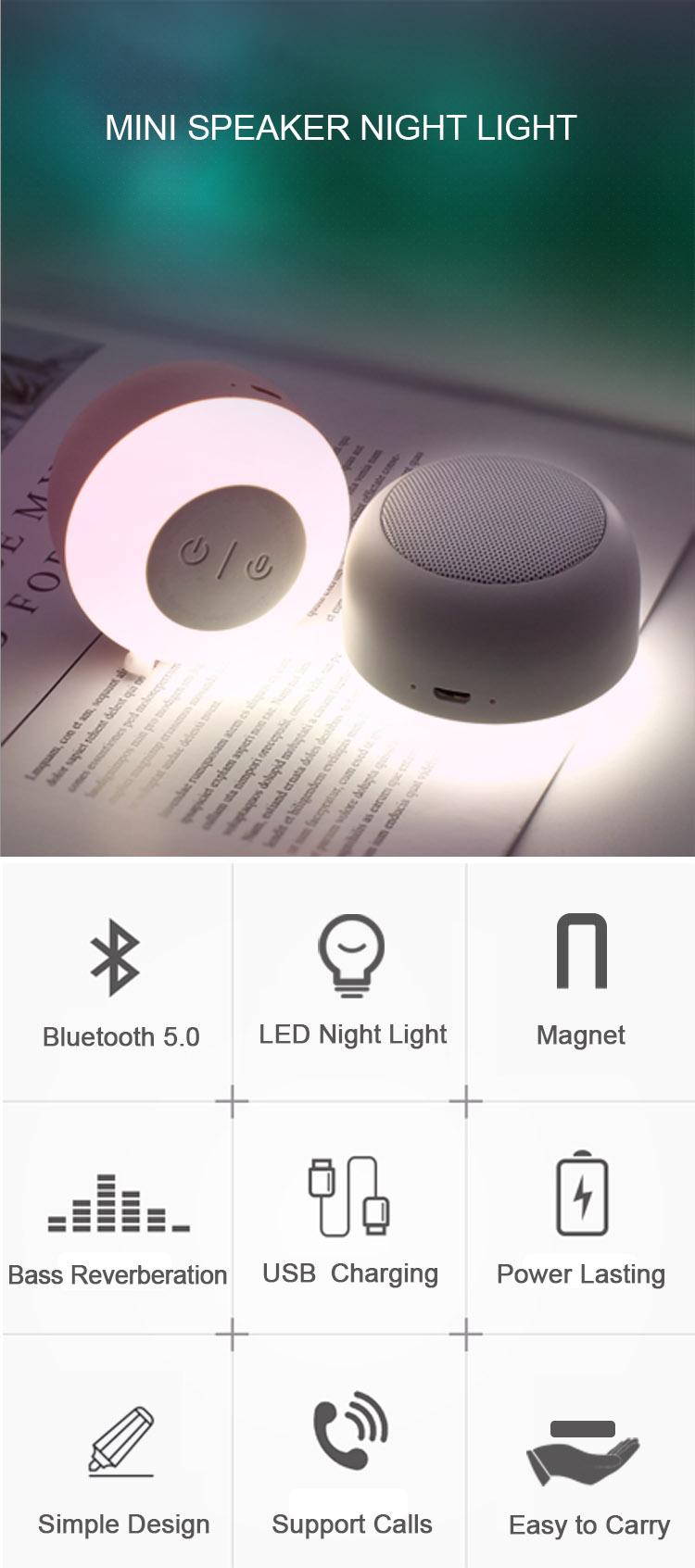 Small Mini Bluetooth speaker USB camp light and lighting lamp music kitchen refrigerator magnet