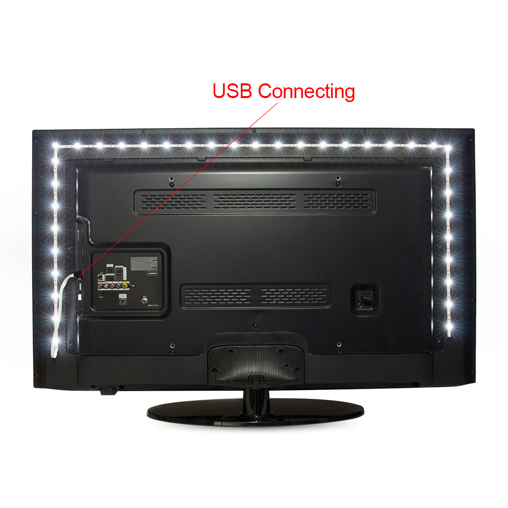 60leds/m 3528 SMD Non-Waterproof Tape TV Background USB Powered 5V RGB LED Strip light With Remote Controller