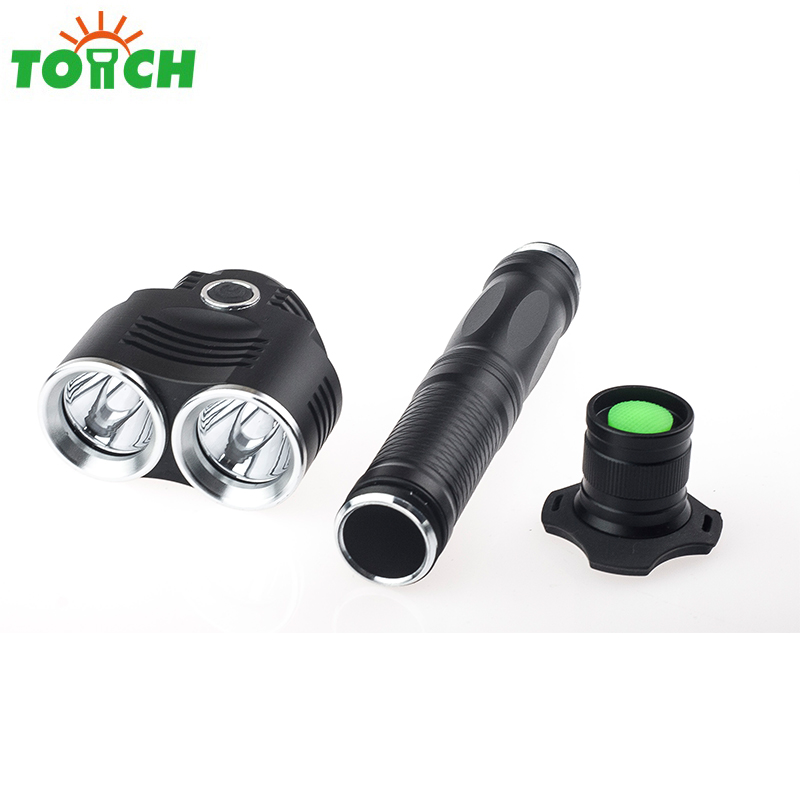 rechargeable 20000 lumen flashlight 2*T6 emergency waterproof aluminum alloy led flashlight