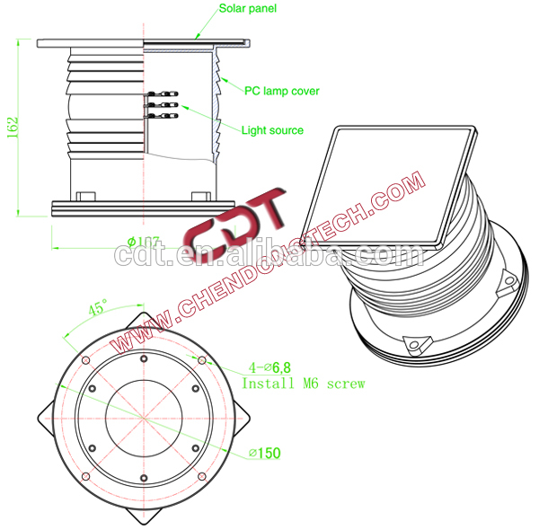 3W DC6.5V mini solar panel aviation FAA obstruction light for warning used in telecom and iron tower