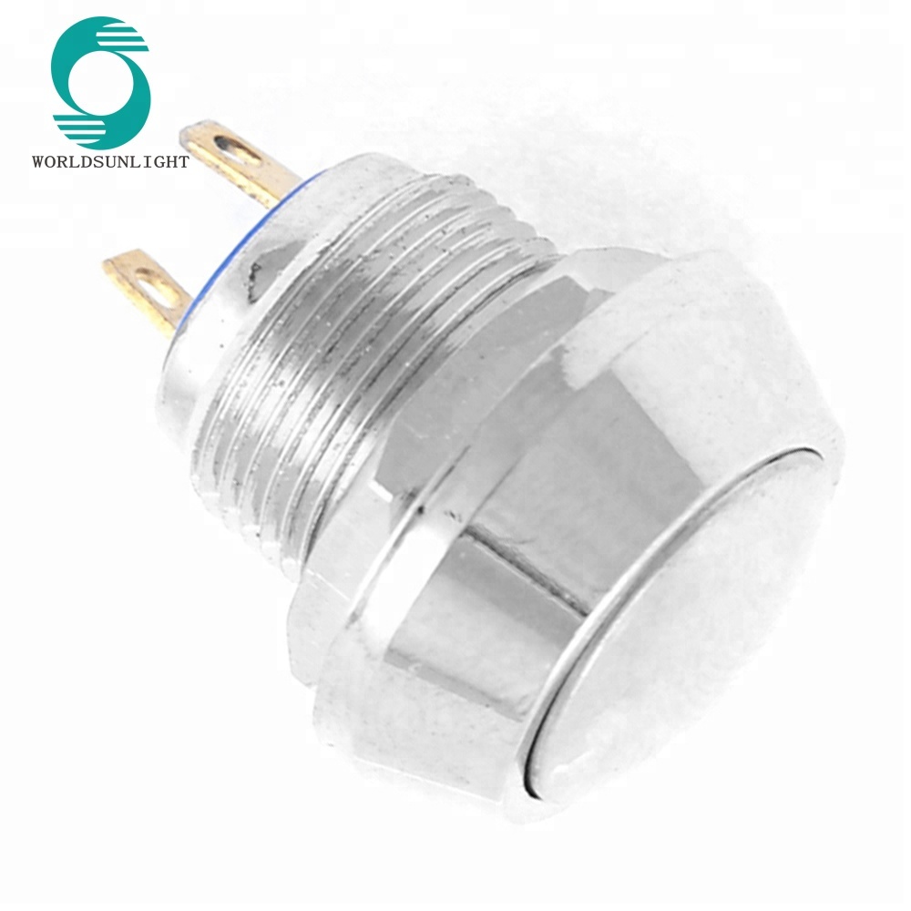 Mounting Hole Diameter 12mm 2 Pin AC 250V 3A SPST Momentary Type OFF-ON Push Button Switch