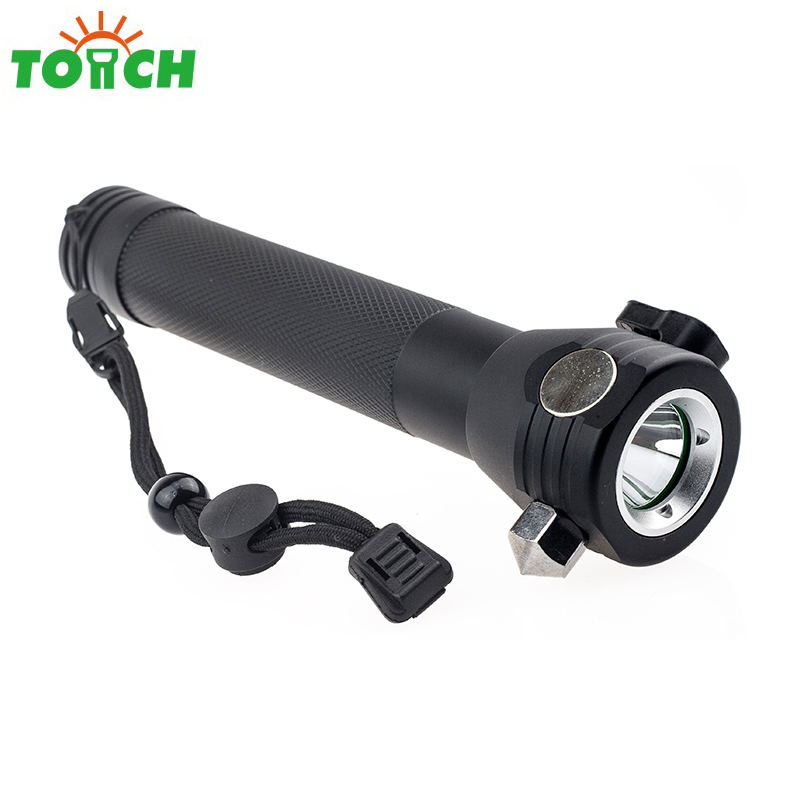 Super practical solar led flashlight with Safety hammer compass 6 mode usb charger high quality aluminum alloy bodly led bulb