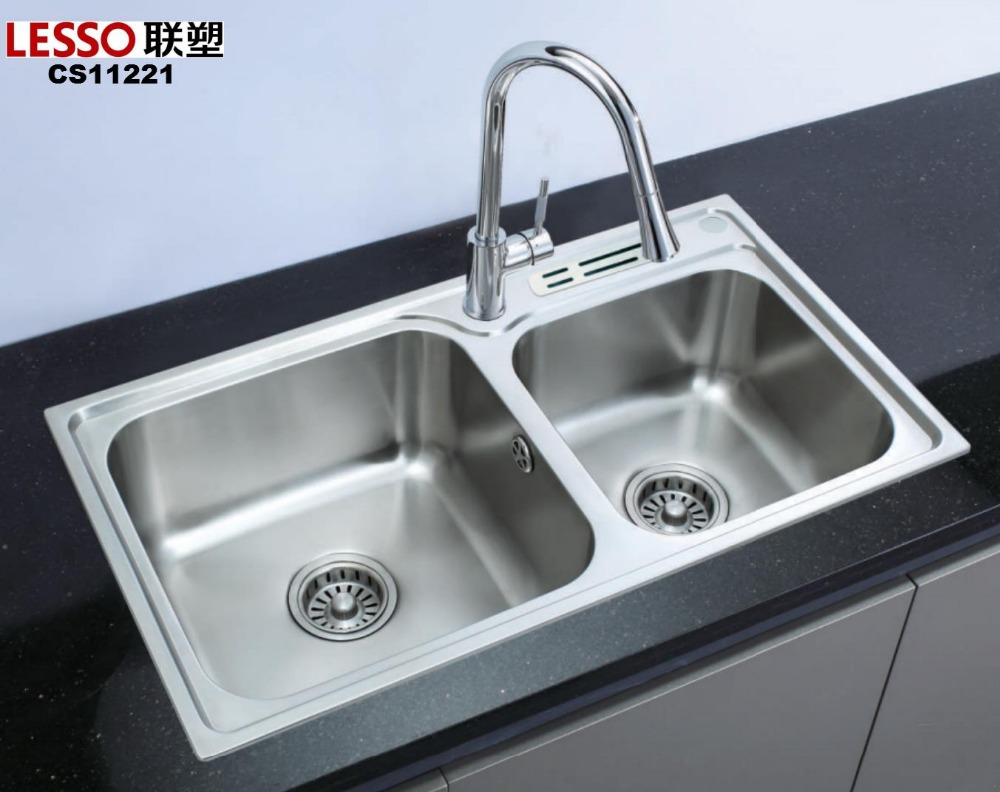 CS11221 double bowl kitchen sink with knife holder