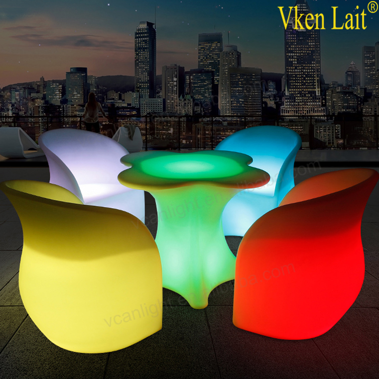 Glowing bar tables led poseur table with battery operated