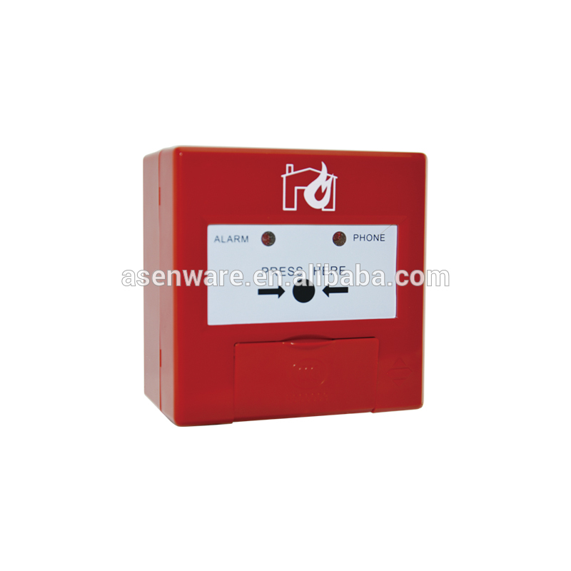 Addressable fire alarm break glass manual call point in red