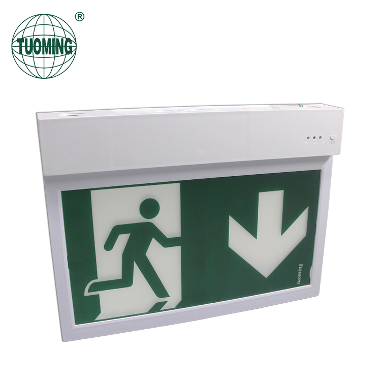 Tuoming S508 Hot Selling  Double sides Display Fire Exit Safety Sign LED Emergency Lights AC220V With 2hours Battery Backup