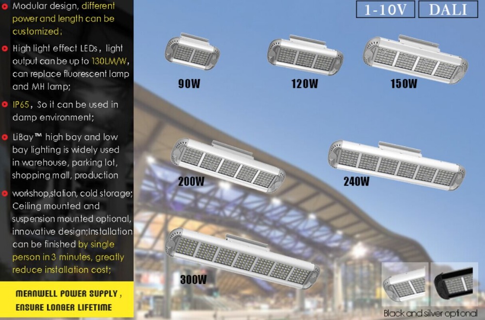 meanwell power supply 130lm/w 300w led warehouse lighting LED hibay