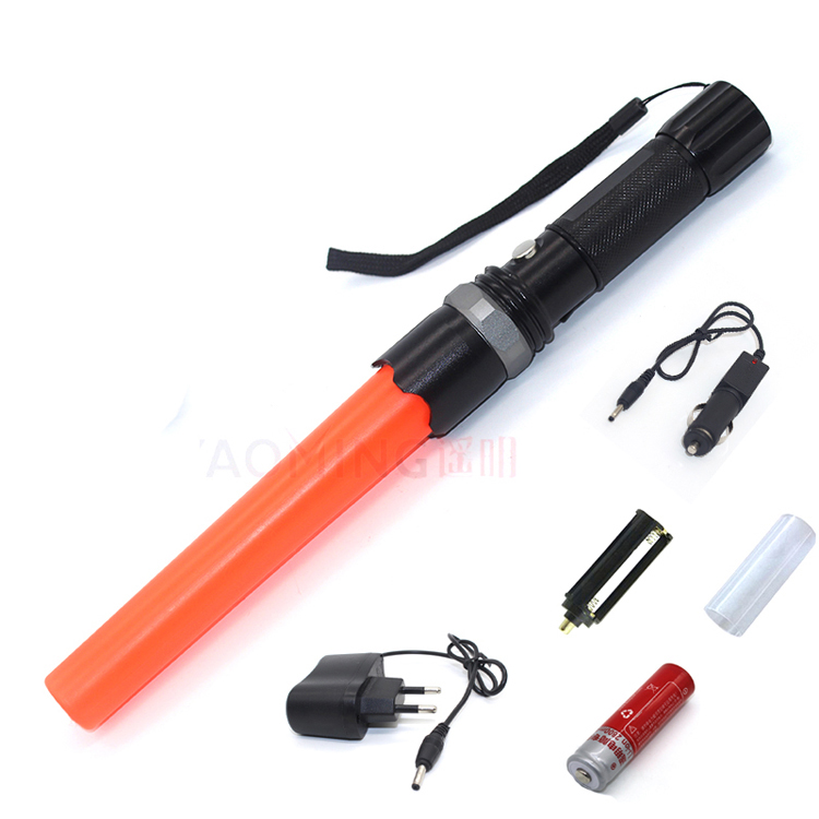 YM-2188 Zoomable Tactical Flashlight Rechargeable Battery LED Light Police Emergency Baton Torch